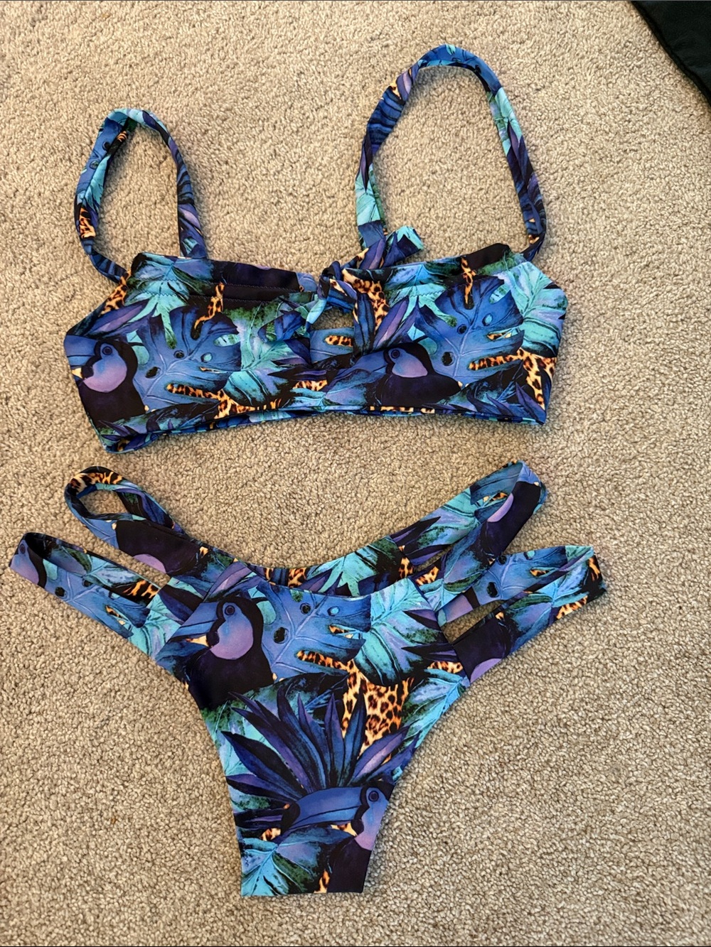 Tropical Blue Toucan Bikini Set